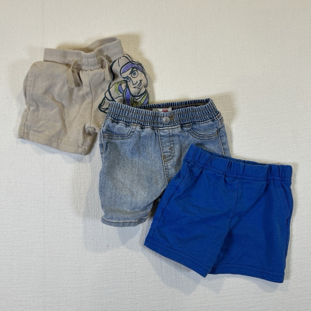 Lot of 3 Toddler Shorts 18m Levi's Jean Blue Carter's Toy Story Buzz Lightyear